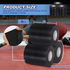 Pangda Wrestling Mat Tape 3 or 4 Inch Heavy Duty 7 Mil PVC Carpet Tape for Wrestling Grappling Exercise Mats Seaming Cover Gym Floor Carpet Seam(4'',Black,2 Rolls)