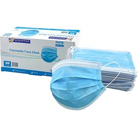Stauffer Disposable Face Mask, ASTM Level 2 Rating, 3-Ply Lightweight and Breathable (Box of 50)
