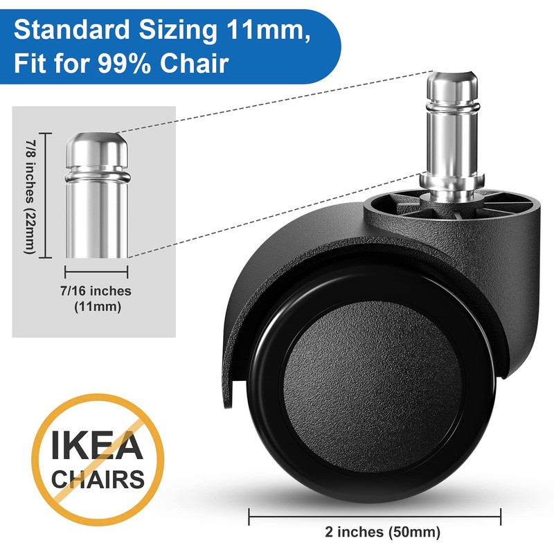 Aisuly Office Chair Wheels Replacement, 5 Pcs 2 Inch Office