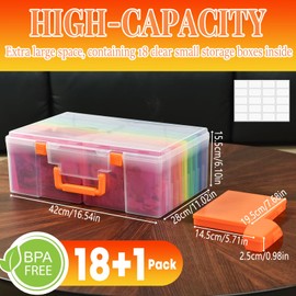 Photo Storage Box 5 x 7 Inches, 18 Inner Photo Cases with Dividers, Colorful Acid-Free Photo Storage Containers with Handle, Photo Organizer Craft Keeper for Stickers, Craft, Stamp