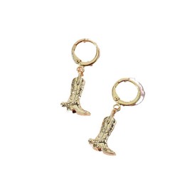 Cowboy Boot Earrings for Women Western Cowgirl Hat Earrings Boot Dangle Earrings Western Style Cowboy Cowgirl Earring Country Concert Earring Jewelry Accessories (Gold, One size)