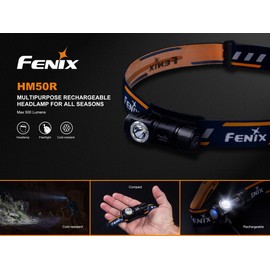 Fenix HM50R Headband Flashlight LED Black, Blue Flashlight – Flashlights (Headband Flashlight, Black, Blue, aluminium, 2 m, IP68, 1 m)
