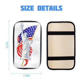 American Flag Center Console Pad, Auto Armrest Seat Box Cover for Women Men, Polyester Universal Cushion Protector Pad, Patriotic Car Interior Protection Accessories for Most Vehicle (Style H)