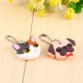 Key Cap Cover, Pug Key Identifier Caps Cartoon Keychain Pendant for House Key Label Tags