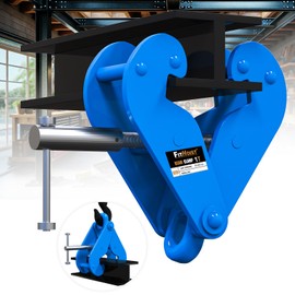FITHOIST Beam Clamp with Oval Ring | 1 Ton Load Capacity | Lifting Clamp w/Quick-Adjust T-Handle | 3-9‘’ Jaw Opening | I Beam Clamp for Rigging