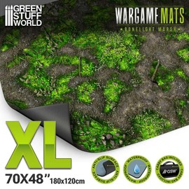 Green Stuff World Wargame Mat, Boneblight Marsh, Neoprene Battle Surface, Anti-Slip Backing, 48x70 Inch, with Carrying Bag - 6347