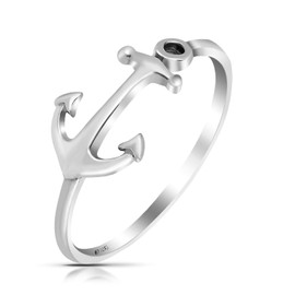 AeraVida Nautical Anchor of Hope Band .925 Sterling Silver Ring | Maritime-Inspired Anchor Symbol Band for Men and Women | Size 8 Sterling Silver Ring