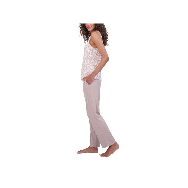 Live2Lounge Womens Tan Pajamas Lounge Set 3-Piece Moisture-Wicki