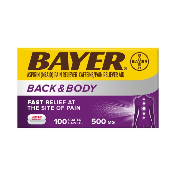 Bayer Asprin Extra Strength Back & Body Pain Reliever, 100 tab, Pack of 3