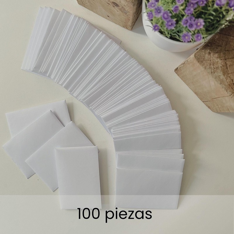 100 pzas sobres blancos papel bond chicos, mini sobres blancos