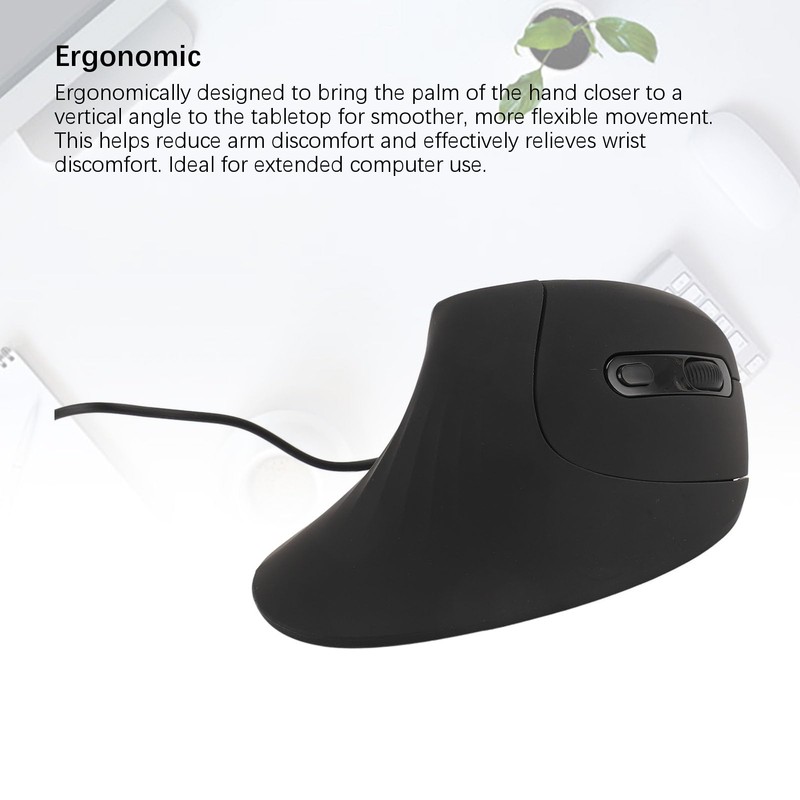 GOWENIC Adjustable DPI Silent Click Ergonomic Vertical Wired Mouse, for,