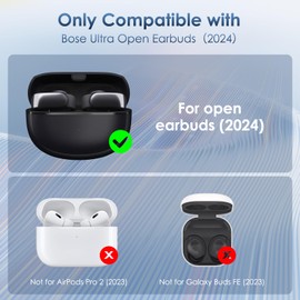 for Bose Ultra Open Earbuds Case Cover2024,Compatible with Bose Ultra Open Earbuds Silicone Case,Shockproof Protective Case Cover for Bose Open Earbuds with Carabiner,Front LED Visible-Black