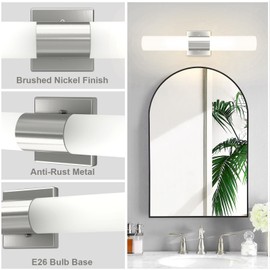 Light Modern Bathroom Light Fixture Brushed Nickel Vanity Lights with Frosted Glass Shade Bathroom Wall Light Sconce for Mirror Bedroom Living Room Hallway Cabinet Porch 21 Inch