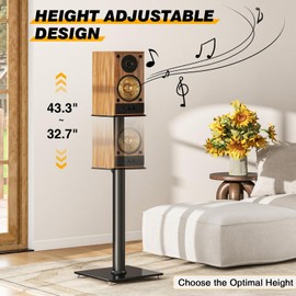 5Rcom Universal Speaker Stands for Surround Sound with 360° Swivel，Height Adjustable Bookshelf Speakers Stand from 32" to 43" with Cable Management, Speaker Stands Pair with Nonslip Pad Easy Install