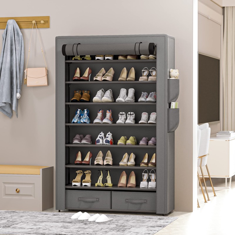 OYREL Shoe Rack Storage Cabinet 32 Pairs Organizer Shelf Tall