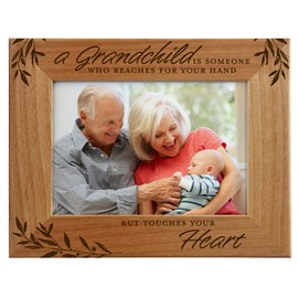 CEDAR CRATE MARKET Grandparent Gifts, Grandparent Picture Frame - Laser Engraved Natural Alder Wood Horizontal Photo Frame, Easel Back, Wall Mount Fits 5x7 Horizontal Portrait Sentimental Gift