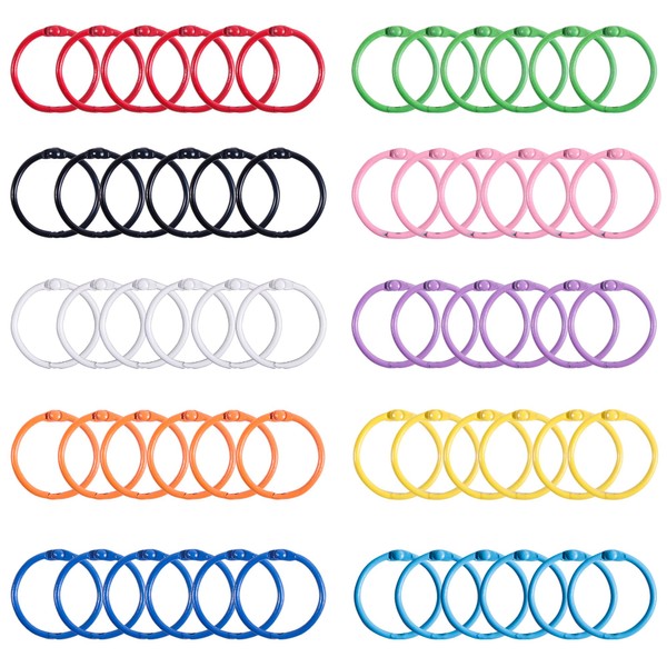 Juasky Binder Rings 1 Inch (60 Pack), Colorful Loose Leaf