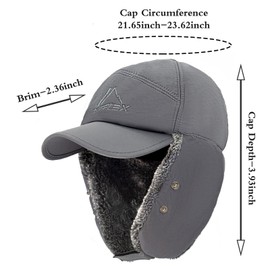 Trapper Hat Winter Hats for Men Warm Hunting Ski Ushanka Hat with Mask Ear Flaps for Men Women Grey