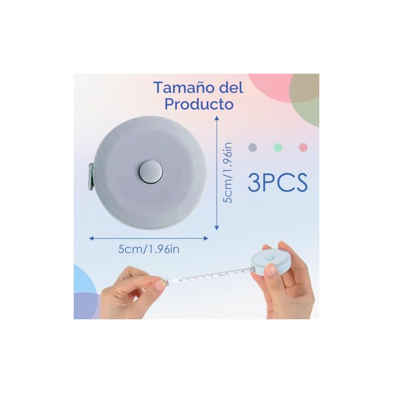 3 Pcs Cinta Medici?n, 150CM/60inch Legibilidad a Doble Cara