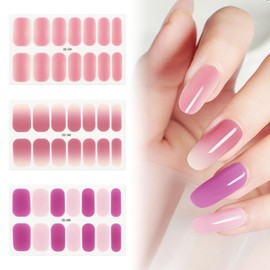 42 Pcs 3 Sheets Nail Stickers Wraps Polish Strips Gradient Stickers Glitter Self Adhesive DIY Art Decals Strips for Women Girls Acrylic Manicure Tips Decor with 1 Pcs Nail Files,Style3