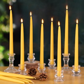 12 Pack Beeswax Taper Candles, 10in Dripless Pure Beeswax Candlesticks, 8 Hours Long Burning Smokeless Tapered Natural Bees Wax Candles for Home, Prayer, Dinner