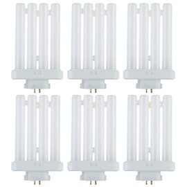 Ciata Fluorescent Bulbs, 4 pin CFL Replacement, 27 Watts, 4-Pin, 1500 Lumens, 80 CRI, 6500K Daylight, GX10Q-4 Base Quad Tube Compact Fluorescent Plug-in Bulb for Portable Fixtures - 6 Pack