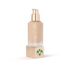 Magnifaik Just Perfect - Base de maquillaje ligera, base líquida con cobertura transparente a media, maquillaje de base vegana, 15 Very Fair - 1.01 on