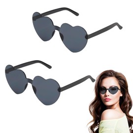 Heart Sunglasses, Hippie Sunglasses, Black, Pack of 2, Heart Glasses, Festival Gadget, Heart-Shaped Sunglasses, Heart-Shaped Party, Festival Glasses, Funny Heart Glasses, Heart Sunglasses for Birthday