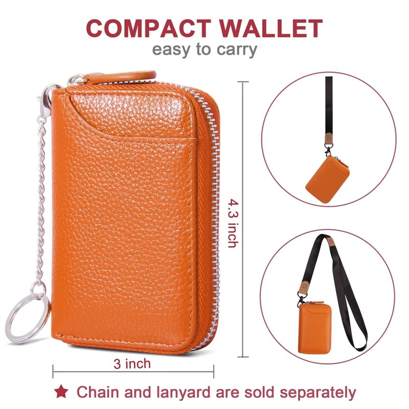 GADIEMKENSD Credit Card Holder Small Rfid Wallet Zipper Genuine Leather