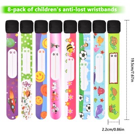 8 Stück Notfallarmband Kinder,SOS Armband Kinder,Armband Kinder Telefonnummer für Jungen,Mädchen,Namensarmband Kinder Waterproof wiederverwendbar,Anti-Verlust,Geeignet für Reisen,Spiele und Kinder