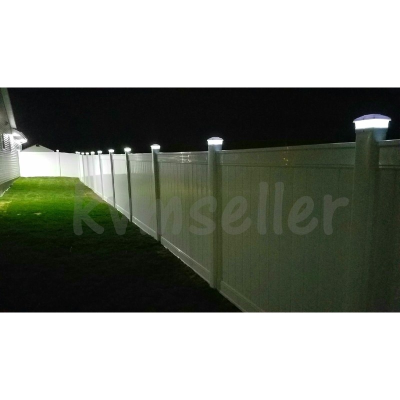 Square Solar LED Light Post Deck Cap 4x4 PVC Fence