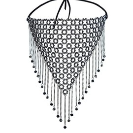 OhMill Women Rhinestone Mesh Mask Glitter Fringe Mask Night Club Party Chain Rhinestone Face Accessories for Cosplay Ball Masquerade Ball