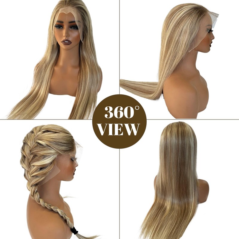 Belaved 18 Inch Highlight Ombre Lace Front Wigs Human Hair