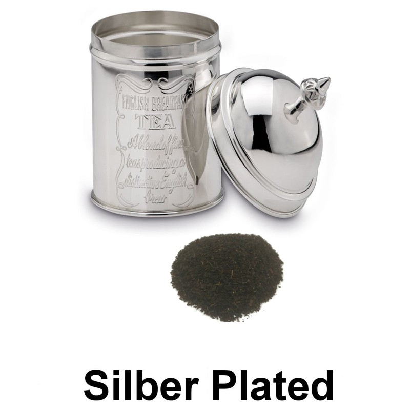 SILBERKANNE Ceylon Tea Canister Round H 17 cm Premium Silver