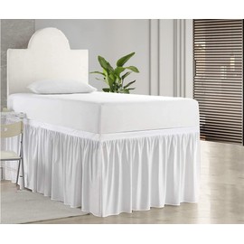 Ruffled Bed Skirt - Extra Long, Twin XL - 30 Inch Drop - 100% Microfiber - White