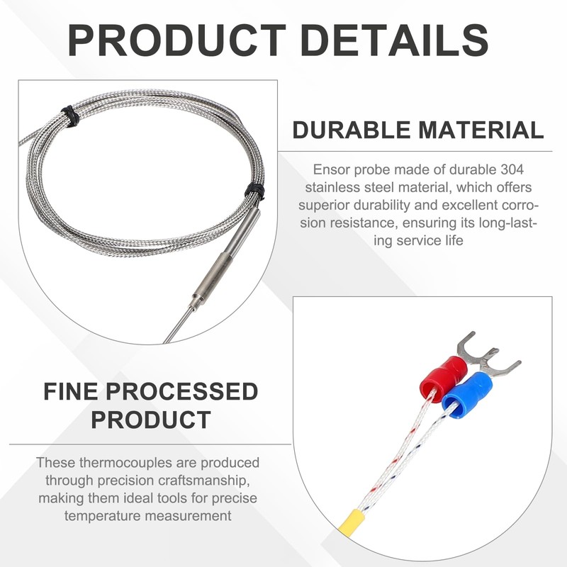 sourcing map K Type Thermocouple Temperature Sensor Probe 3x150mm 6.6ft
