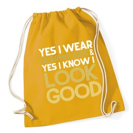 Hippowarehouse Yes I wear hearing aids & yes I know I look good Drawstring Cotton School Gym Kid Bag Sack 37cm x 46cm, 12 litres