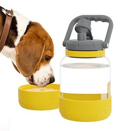 asobu Barkley Tritan Botella de 50 onzas con un tazón de silicona desmontable para perros (mostaza)