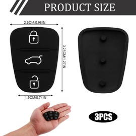 3 Pack 3-Button Car Key Rubber Buttons Pads Key Fob Rubber Pad Replacement Remote Control Car Key Case Compatible with Kia Sportage Venga Ceed Soul Hyundai i10 i20 i30 ix20 ix35 Car Key Fob Cover