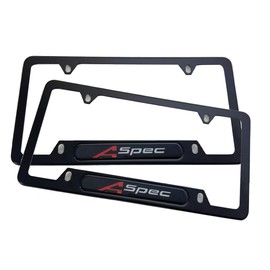 QIOIDIDIE 2pcs Stainless Steel Aspec License Plate Frames Cover Holder with Screws Caps ForAcura Black