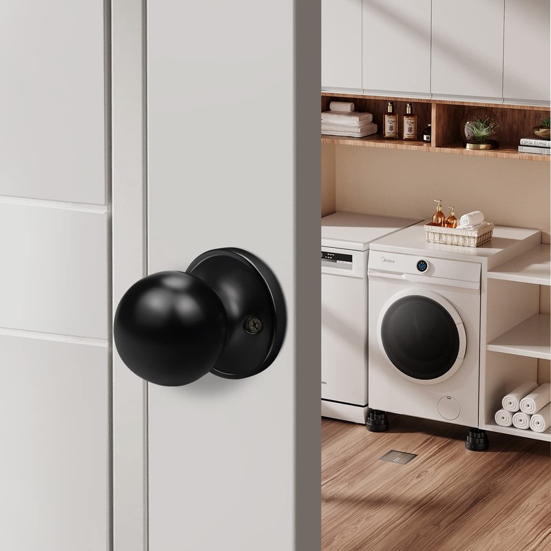 Probrico Stainless Steel Half-Dummy Door Knobs Black Round Pulls for