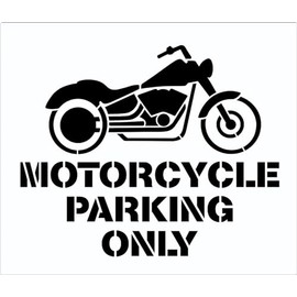 35" Motorcycle Parking Only Stencil for Parking Lots and Shopping Centers Curb Median or Pavement 3MM Thick Bendable and Transparent One Piece Paintable Template by Marketing Holders