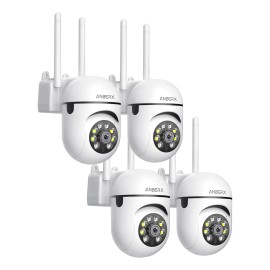 4pcs Cámara De Seguridad Anberx K1 Mini Wifi 4mp Hd Visión,Camaras Vigilancia WiFi 2.4Ghz,Seguimiento de Movimiento, Alarma de Luz, Audio Bidireccional, Sirena