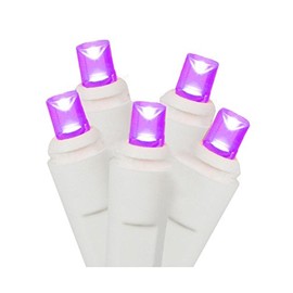 Vickerman - Juego de 100 Luces LED Multicolores de Gran Angular con Cable Blanco, Púrpura (Purple LED), 100Lt, 1