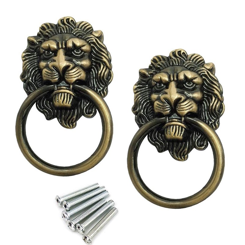 6 Pack Lion Head Knob Pull Handle for Dresser Drawer