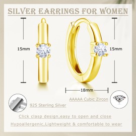 Loutade Hoop Earrings 925 Silver for Women, 925 Sterling Silver Hoop Earrings with AAAAA Cubic Zirconia, Hypoallergenic, Small Sleeping Cartilage Huggie Earrings, Infinity Sign Hoop Earrings, Cubic