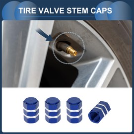 INFINAUTO Tire Valve Stem Caps 7x17mm for Car Truck Motorbike Bicycle Tyre Valve Dust Covers Aluminum Alloy Blue Decorative
