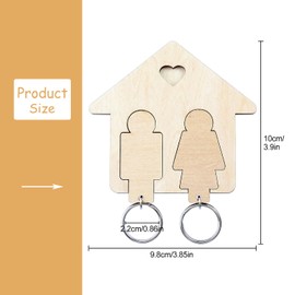 Luckious Brand Wooden Couples Key Holder for Wall Plaque – Key Chain Organizer with 2 Keyrings for House Keys – Stylish Home Decor Key Accessories