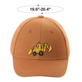 KDVOG Embroidered Baseball Hat for Boys Girls, Toddler Baseball Caps Adjustable Vintage Excavator Trucker Hats, Age 2-5 Orange