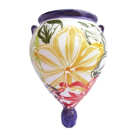 Cactus Canyon Ceramics Spanish Hand-Painted Orza Wall Flower Planter, Flor